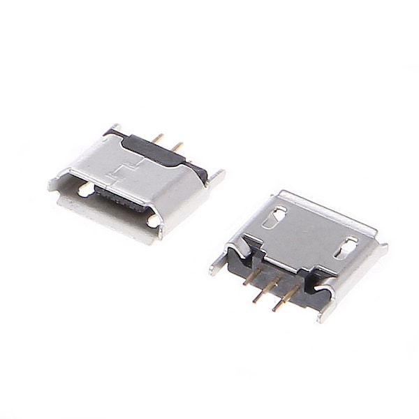 10 stk. Micro USB Type B Hunnkontakt 180 Grader 5-Pinners SMD SMT Lodekontakt