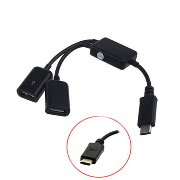 Type C til Dobbel USB Adapter USB Type C Kontakt USB-C Splitter USB C Hub