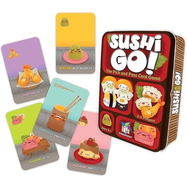 Gamewright | Sushi Go spil | Kortspil | Alder 8+ | 2-5 spillere | 15 minutters spilletid