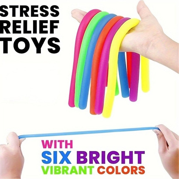 6 Pack Noodle Fidget Toy - Elastisk sanselegetøj til børn Voksen - Stress- og angstlindring Elastisk snorelegetøj