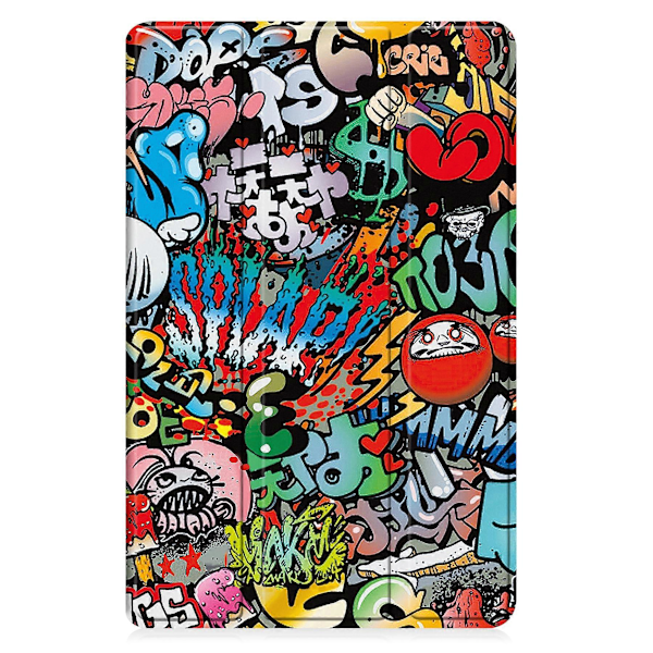 Samsung Galaxy Tab A9 Plus 11\" 2023 Skal, Slim Ställ Hårt Baksidesskal Skyddande Smart Fodral med Auto Sleep Wake Funktion, Graffiti