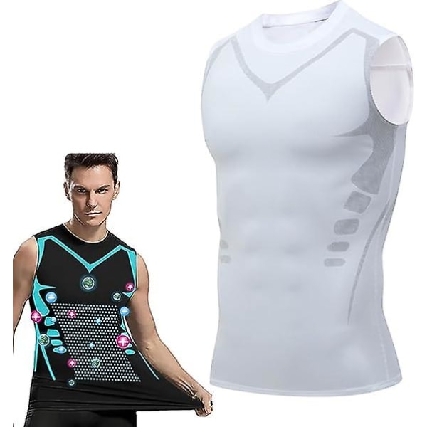Ionic Shaping Vest, Body Shaper för män, 2023 ny version Ionic Shaping Väst för män, bekvämt andningsbart issilketyg White L