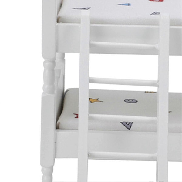 1:12 Mini Dockskåps Säng Miniatyr Simulerad Träsäng Möbler Modell Leksak Tillbehör Geometriskt Mönster