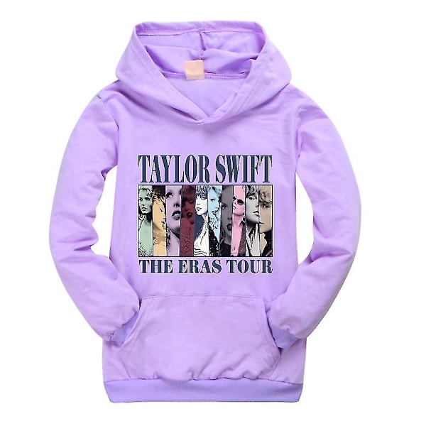 Pop Taylor Swift The Eras Tour Hoodie Flickor Pojkar Hooded Sweatshirt Pullover Toppar 9-14 Yeras Barn Tonåringar Hög Kvalitet 11-12 Years Purple