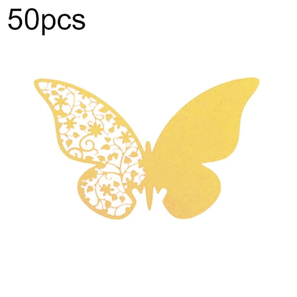 Sinknap 50 st bordsmarkeringar vinglas kort gynnar fjäril namn plats fest bröllop dekor Golden Yellow