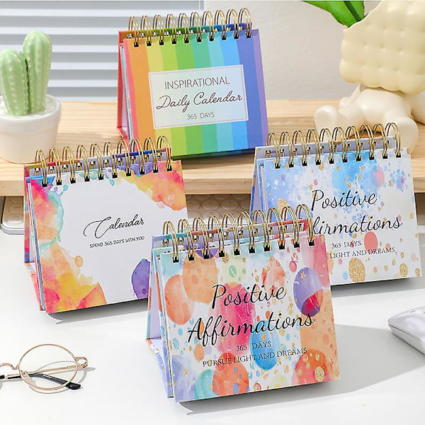 Motiverende Inspirerende Daglig Kalender med Inspirerende Sitater Livlige Farger Engelske Bokstaver 365 Dagers Kalender Skrivebordsdekor Kontortilbehør