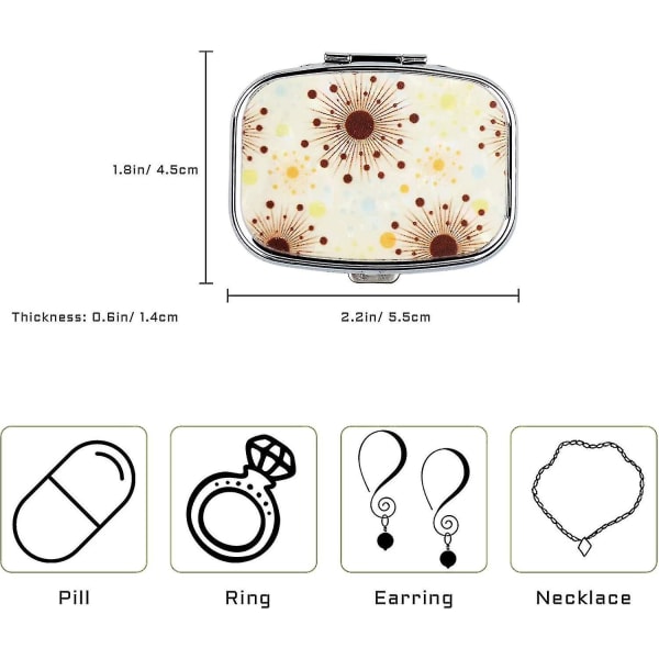 Pakkaus 6 pillerirasiaa, case, pillerirasia, metallia L, 2 lokeroa, kannettava matka