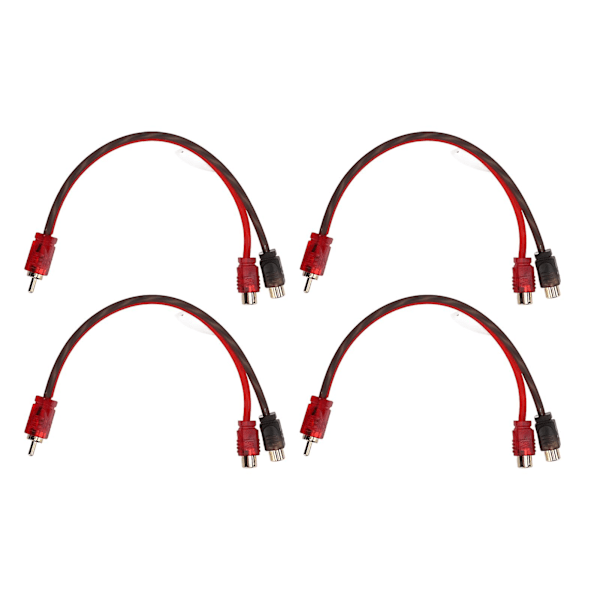 4 pakker RCA-kabel 1 han til 2 hun bilstereo Y-splitterkabel til bilhøjttalersystem