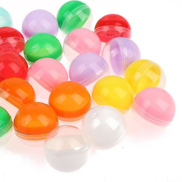 100 st/pack Plast Tomma leksaksförsäljningskapslar Halvklara halvfärgade rund boll LÅNG