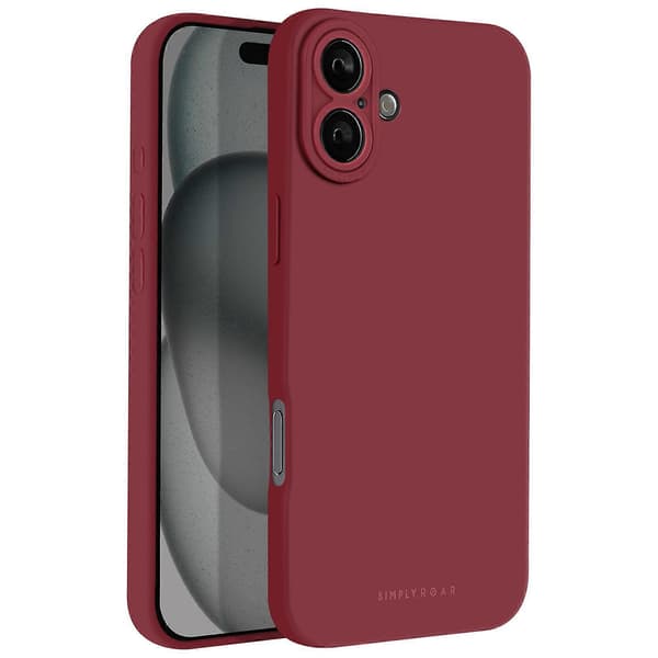 Fodral för iPhone 16 Silikon Matt Mjuk Touch Kamera Skyddad, Vinröd