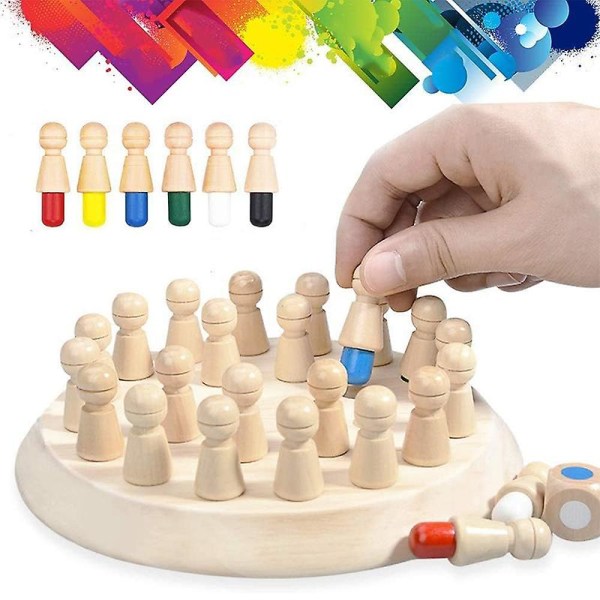 Minnesschackbrädespel i trä, minnesmatchande hjärngyckelspel för barn Barns intellektuella utveckling