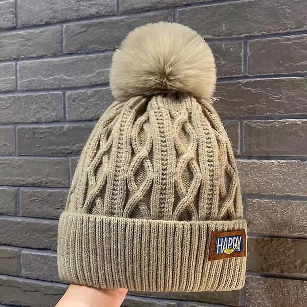 Hætte til kvinder, varm strikket hue, Off-White