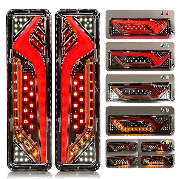 2 stk. Vandtætte 12V Trailer Truck LED Baglygter Båd RV Caravan Van Flow Styring Brems Bakkelygter Trafik Tåge Baglygte - Stil C