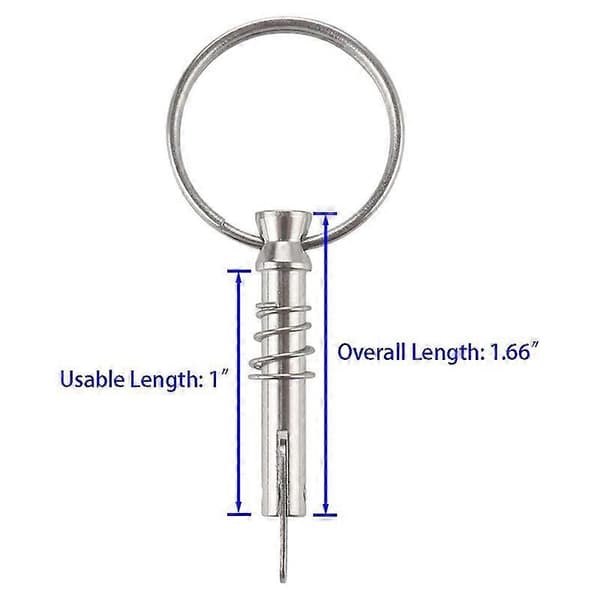6 stk. Quick Release Pin Båd Bimini Top Pins 1/4 tomme med ring