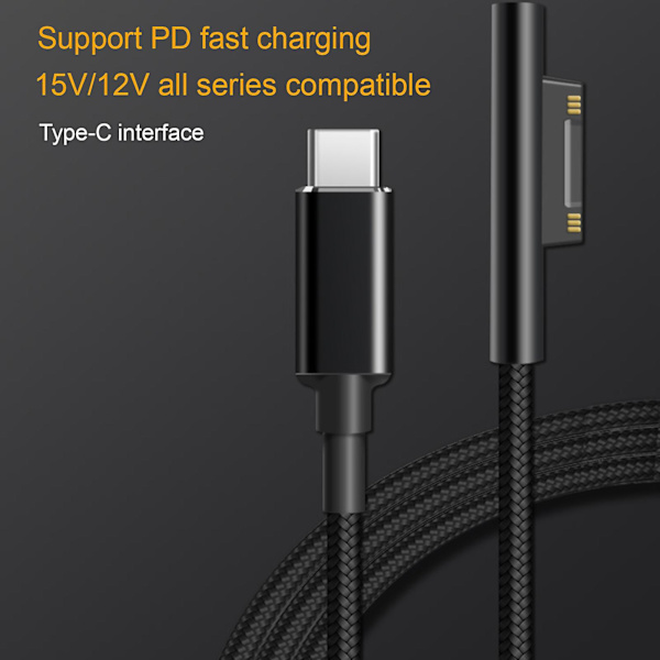 65w 15v 4a Laptop Laddningskabel Magnetisk Hög Hastighet Pd Snabbladdning Typ-c Notebook Strömadapter Konverterkabel Kompatibel Microsoft Surface Pro 3/4/
