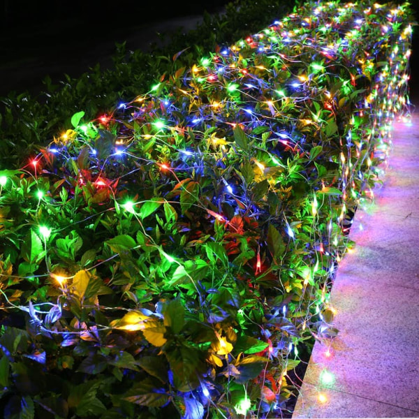 9,8 fot x 6,5 fot juldekorationsbelysning, 8 lägen Bush Mesh Lights Anslutbara för julgranar, buskar