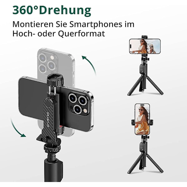 Stativfäste, Mobiltelefonhållare Stativ Med 2 Blixtskofästen, 360 Graders Rotation Smartphone Stativadapter
