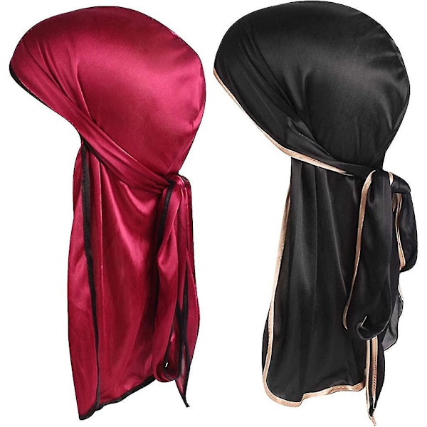 2 stk. Myke silkedurager for menn 360 Waves Hodeplagg Unisex Caps Bandana Turbanhatt Gave