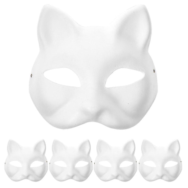 5 st Blanka Katmasker Förskolekostym Cosplay Mask Omålade Katmasker