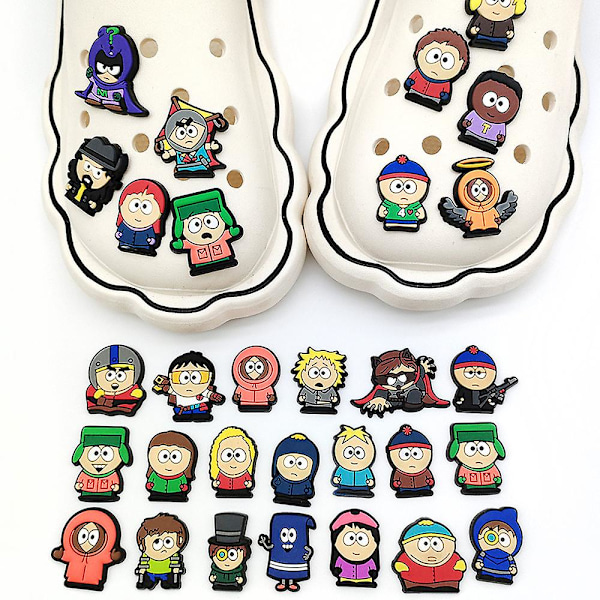 30 st/set South Park Skosmycken, Cartoon Skosmycken för DIY Klogsandaler Armband Dekoration Skosmycken Festfavorit