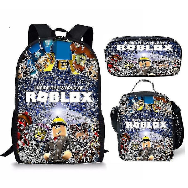 3d Roblox Studenterygsæk Frokostpose Blyantpose Roblox Rygsæk Tredelt Sæt