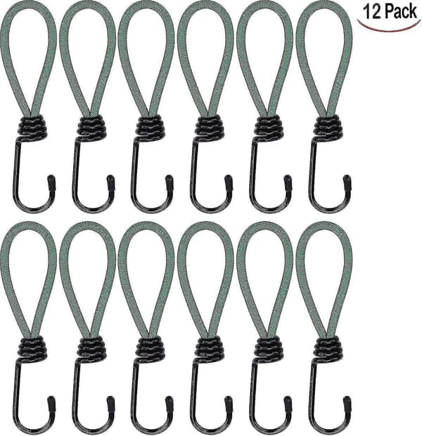 12 kpl Bungee-koukkuja, Pressu-koukkuja telttailuun, Elastisen Bungee-narun koukut teltteihin