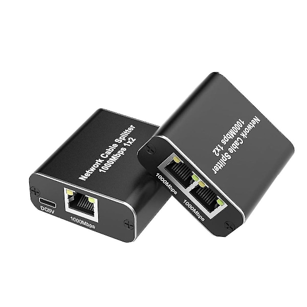 LAN-jakaja 1-2, 1000 Mbps Ethernet-jakaja 2 porttia Gigabit-verkkojakaja tietokoneelle, keskittimelle, kytkimelle, reitittimelle
