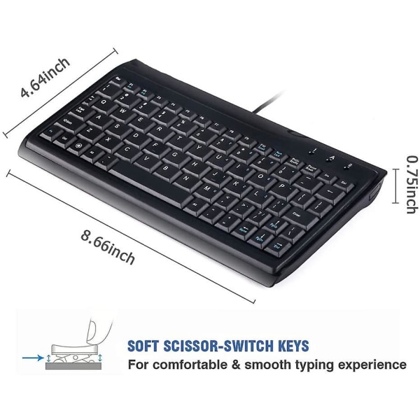Super Mini kablet tastatur, fuld størrelse 78 taster tastatur lille bærbar passer til professionel eller industriel brug til computer bærbar Mac notebook