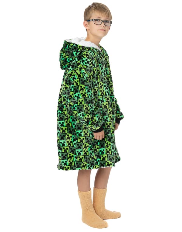 Minecraft Guttekåpe med Hette Grønn All-Over Print Creeper
