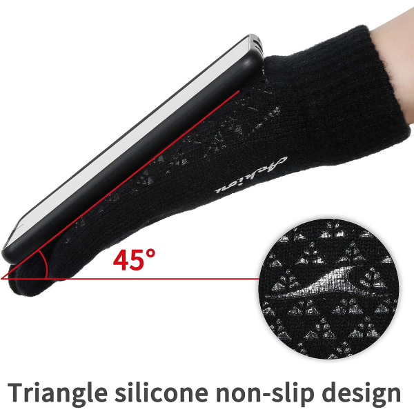 Vinterstrikkede handsker berøringsskærm for at holde varmen, bløde elastiske manchetter (sort)