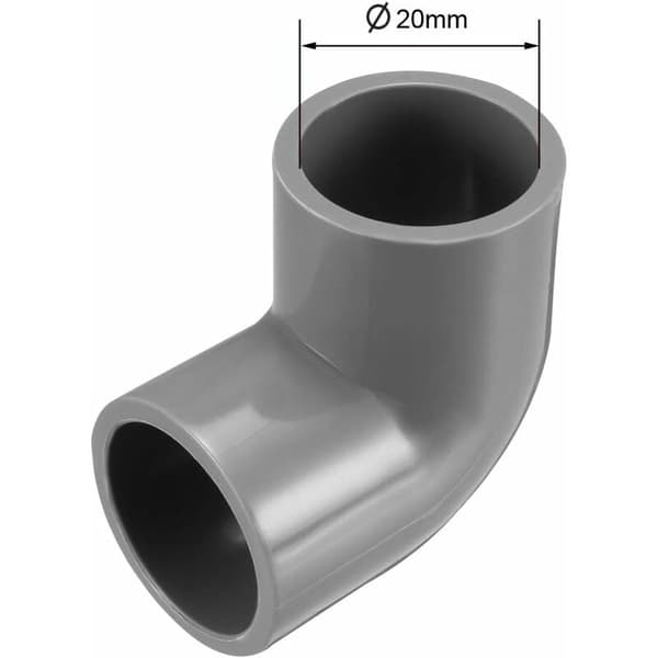 sourcing map 10 stk. 20 mm PVC albue 90° rørfitting grå adapter (indvendig diameter: G1/2)