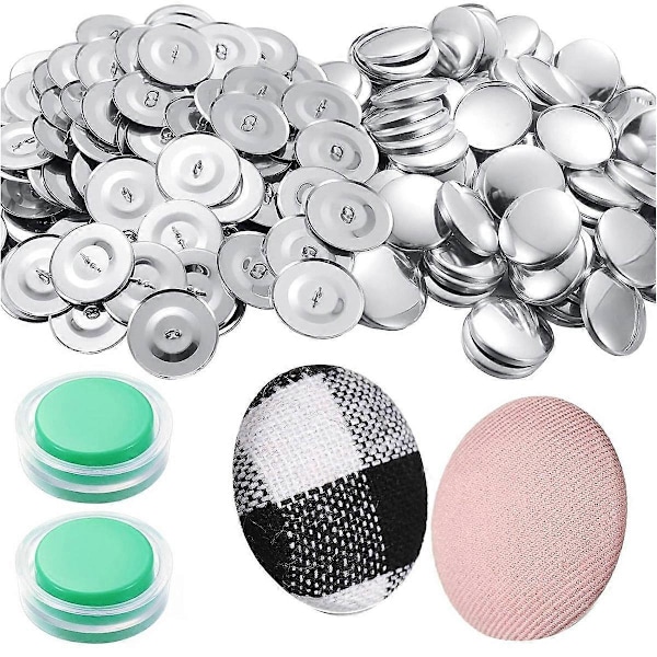 100 Sett Dekknapper Kit med Verktøy Størrelse Knapper for å Dekke Selv Dekknapper DIY Stoff Tøydeksel