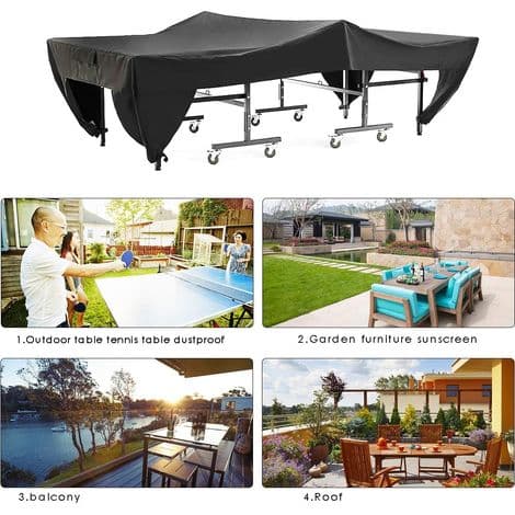 Vedenpitävä ja pölytiivis suojapeite pingispöydälle, musta, 280 x 153 x 73 cm (musta)