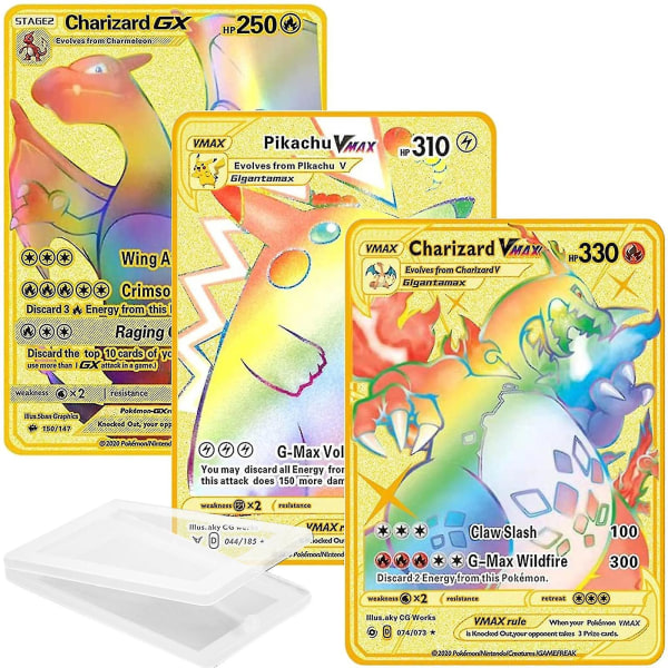 Charizard Vmax metallikullattu kortti, Charizard Vmax Dx Gx metallikultakortti