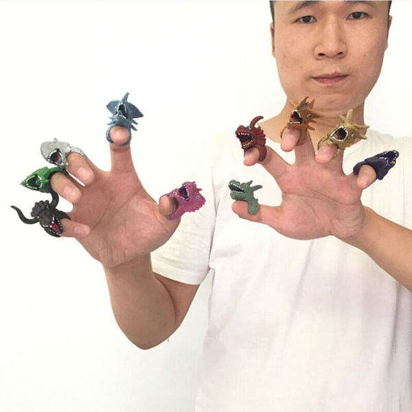 Minirealistisk Dragon Dinosaur Finger Puppet Set, barnrollleksak, berättelse, rolig rekvisita för barn（Färg）