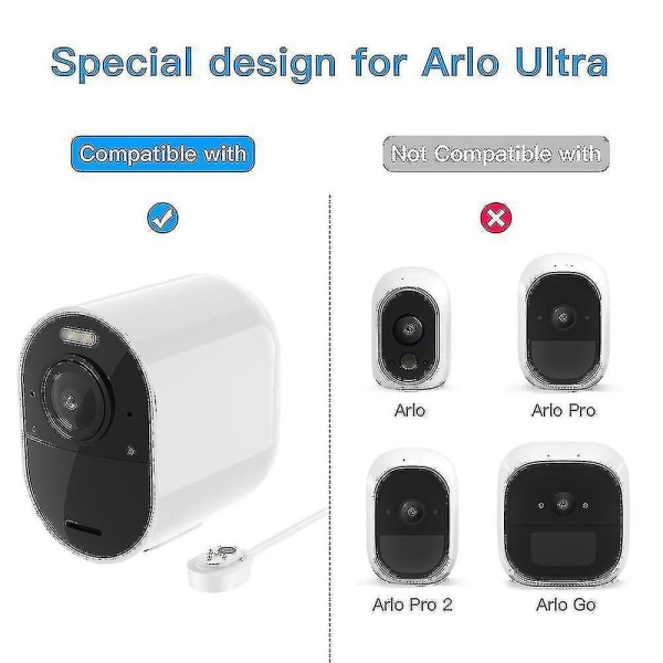 Power för Arlo Ultra 4k Uhd magnetisk växlingskabel Vattentät laddare utan kontakt för inomhusbruk
