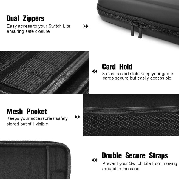 (Svart) 1. Nintendo Switch Lite-etui, hardcase for Nintendo Swi