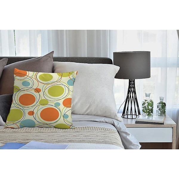 Grön Orange Färgglad 1950-tal Retro Abstrakt Mid Century 1960-tal Modern Kuddfodral Överkast Kuddfodral Kuddfodral för Män Kvinnor Dekorativ Hem Soffa C