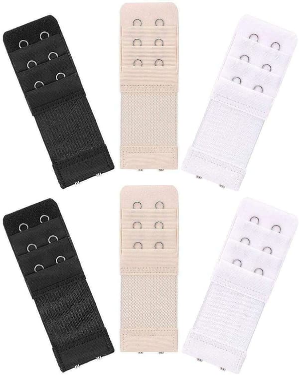3-pak bh-forlængere - Sort, Hvid, Beige - 2 kroge