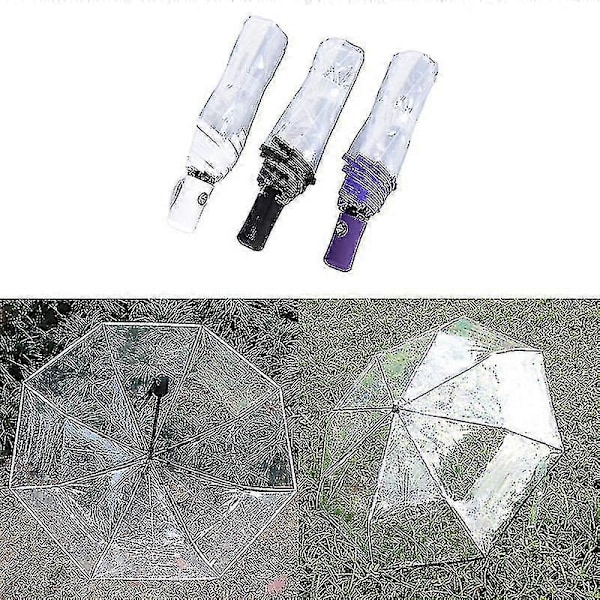 Kompakt Transparent Klar Paraply - Automatisk Åben Lukning Vindtæt Og Vandafvisende 12