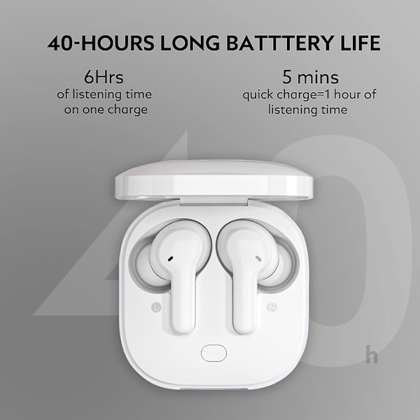 Trådlösa Hörlurar, QCY T13 Headset Bluetooth 5.1 med Mikrofon Touch Control, 40 Timmars Spela Tid