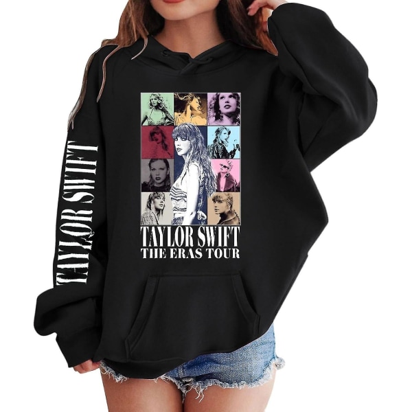 Luvtröjor för flickor 1989 Casual Taylor-tröja Barn Pojkar Swifts Pullover Konsertdräkt med huva för 4-14 år 01 black 12 to 13 Years