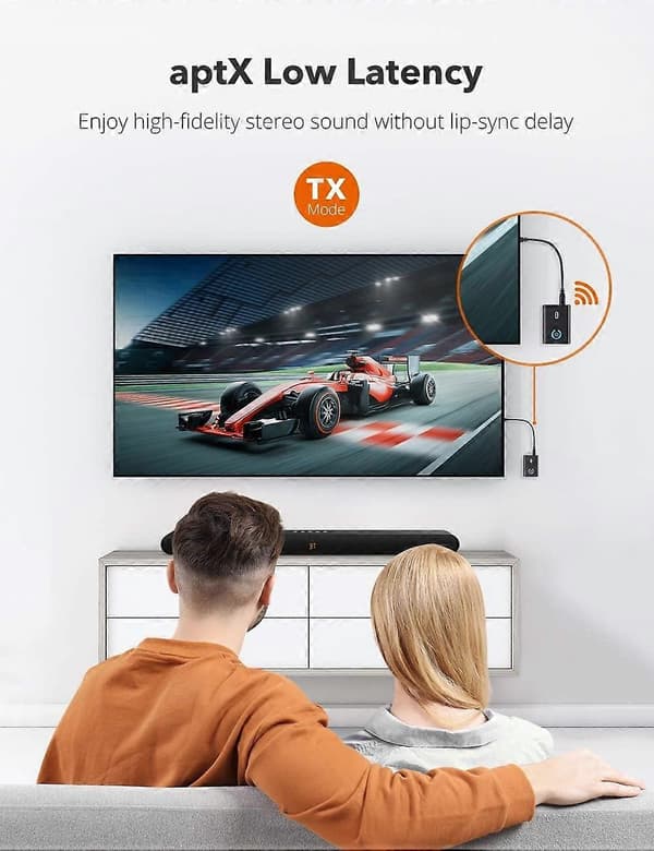 Bluetooth 5.0 Sender/Mottaker, TaoTronics 2-i-1 Trådløs 3,5 mm Lydadapter