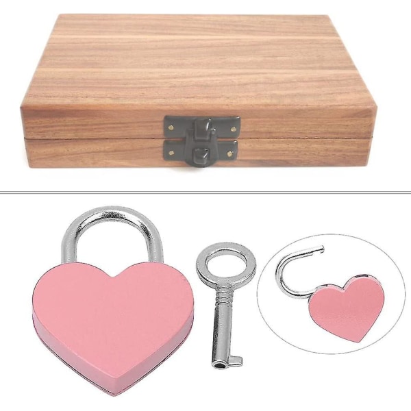 Pakke med 2 lovende 2 stk hjertelås med nøgle, lille hjerteformet kærlighedslås, mini metal hængelås
