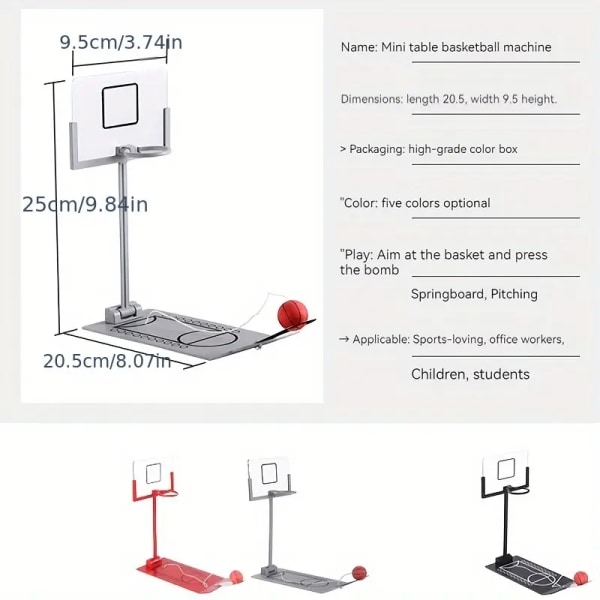 Desktop Basketball Office Desktop Toy， Kreativ dekompression hopfällbar förvaring och bärbar partyleksak black