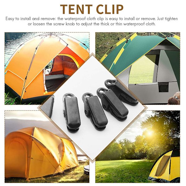 50 stk. Sejl Tarp Klips Sikrer Klemme med Stærk Låsgreb til Udendørs Camping, Telt, Markise, Banner Ti