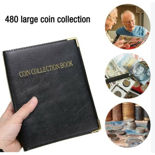 Coin Album 480 Lommer, Læder Mønt Album, Paris Mint Binder,