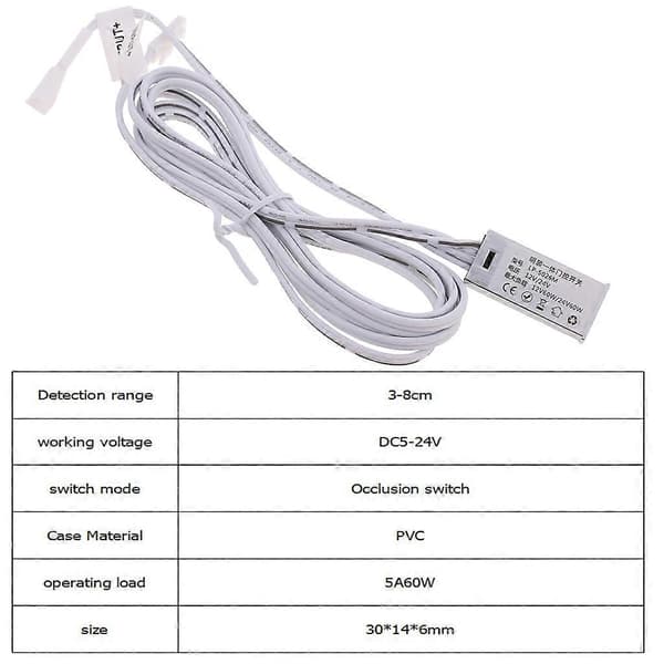 12V/24V Garderobe Skaplys Bryter Infrarød Dørkontrollbryter 5A 60W Sensor