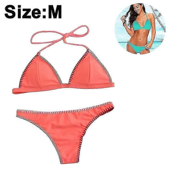 Bikini Badedrakt for Kvinner Tri String Halter Todelt Badedraktsett