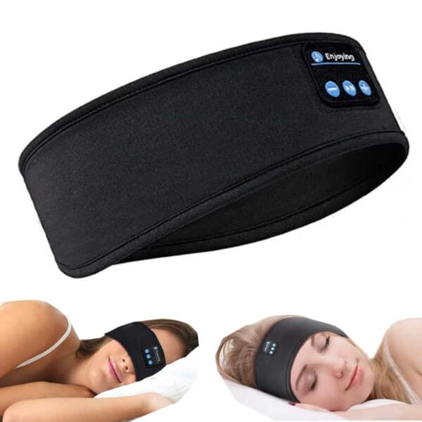 Sovhörlurar – Pannband & Ögonmask med Bluetooth-hörlurar Svart